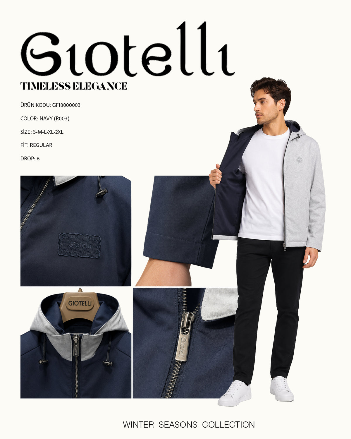 Giotelli Wendejacke – Marineblau