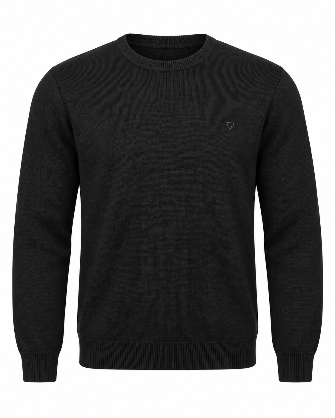 Crew-Neck Knit Sweater – Black