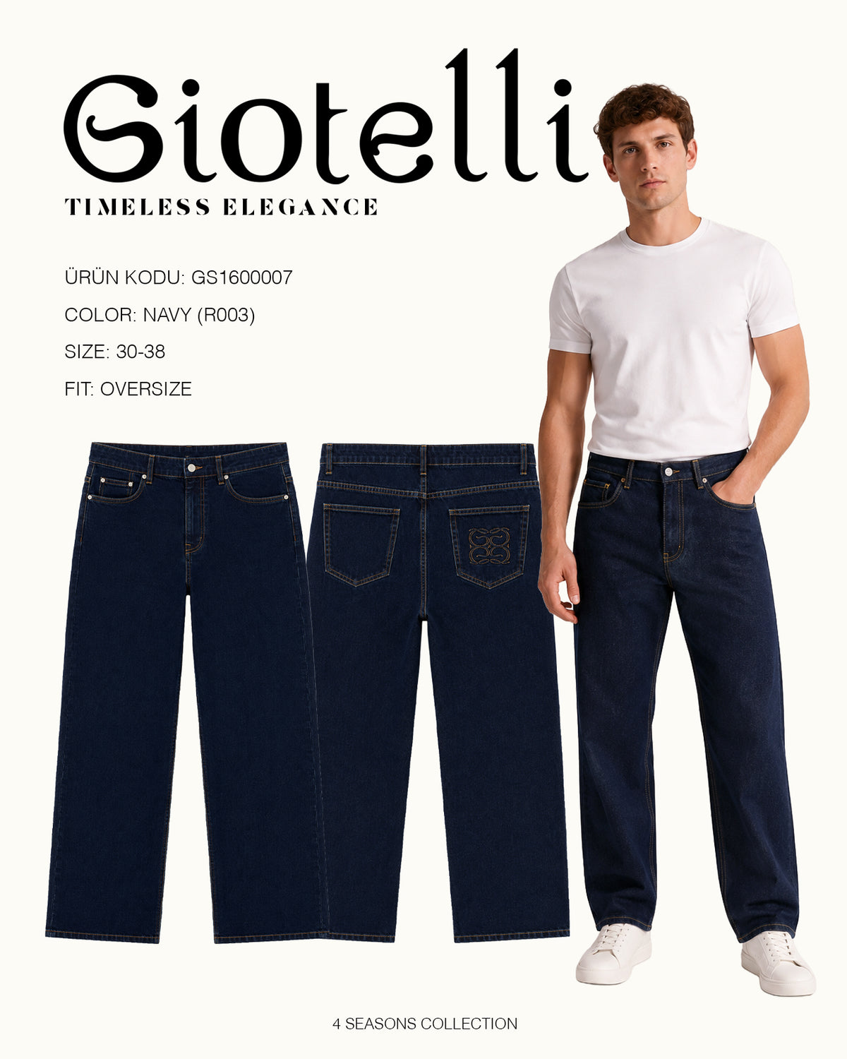 Giotelli 5-Pocket Oversize-Jeans – Marineblau