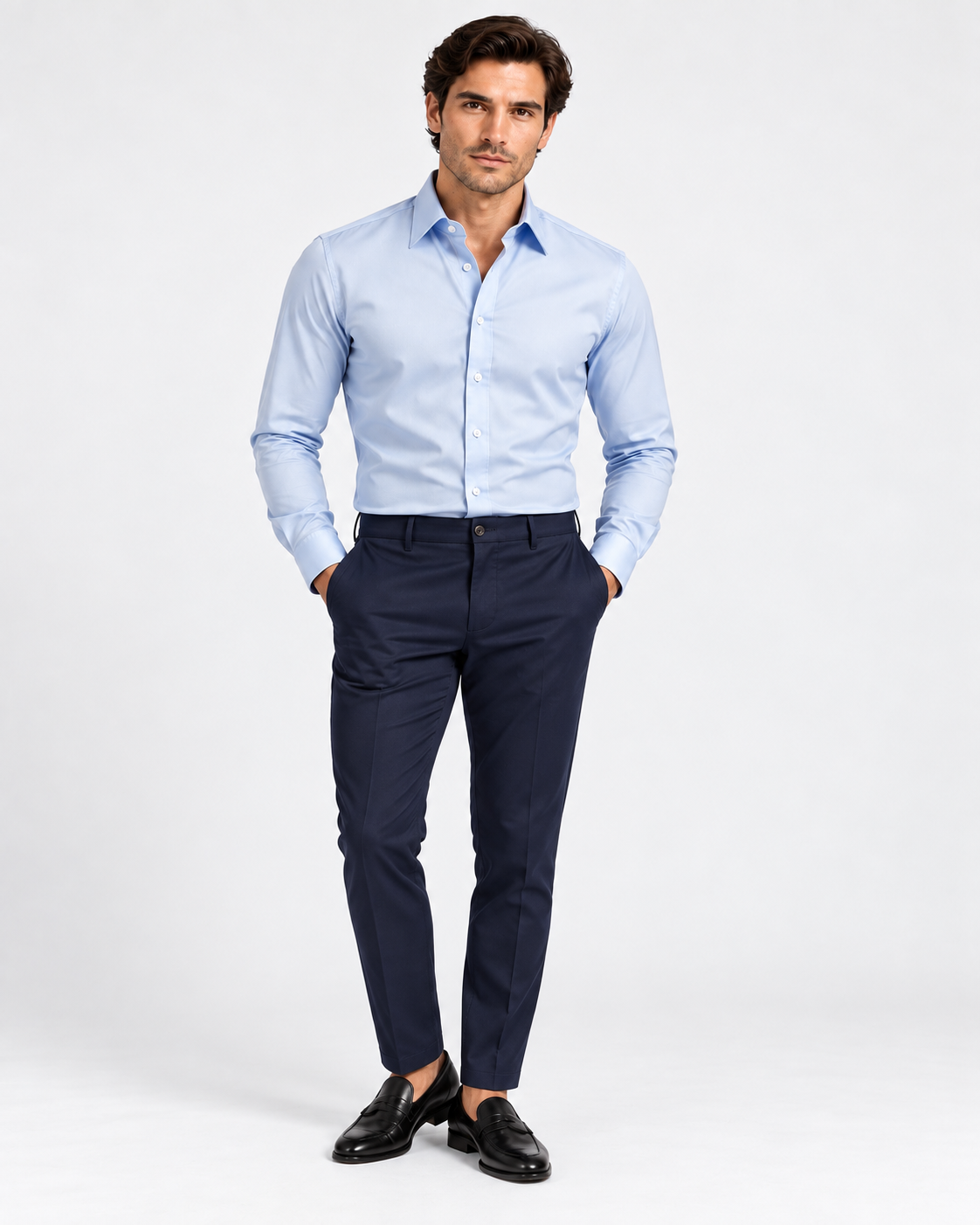 Giotelli Bügelfreies Slim-Fit Hemd – Blau