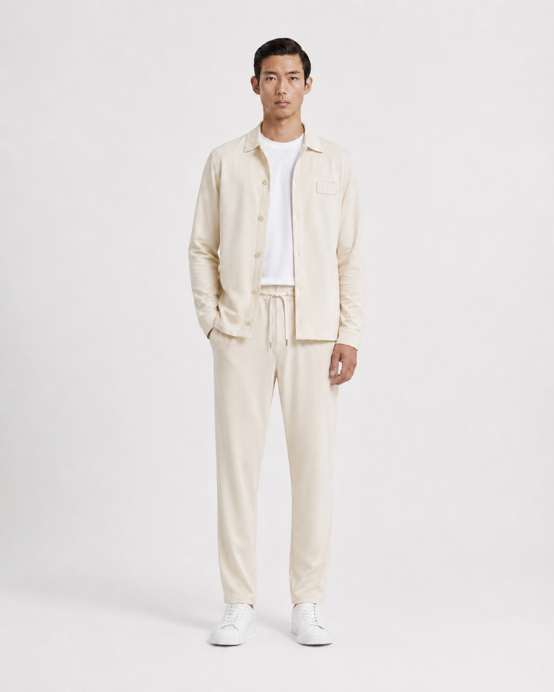 Giotelli Casual Overshirt & Hose im Set#farbe_ecru