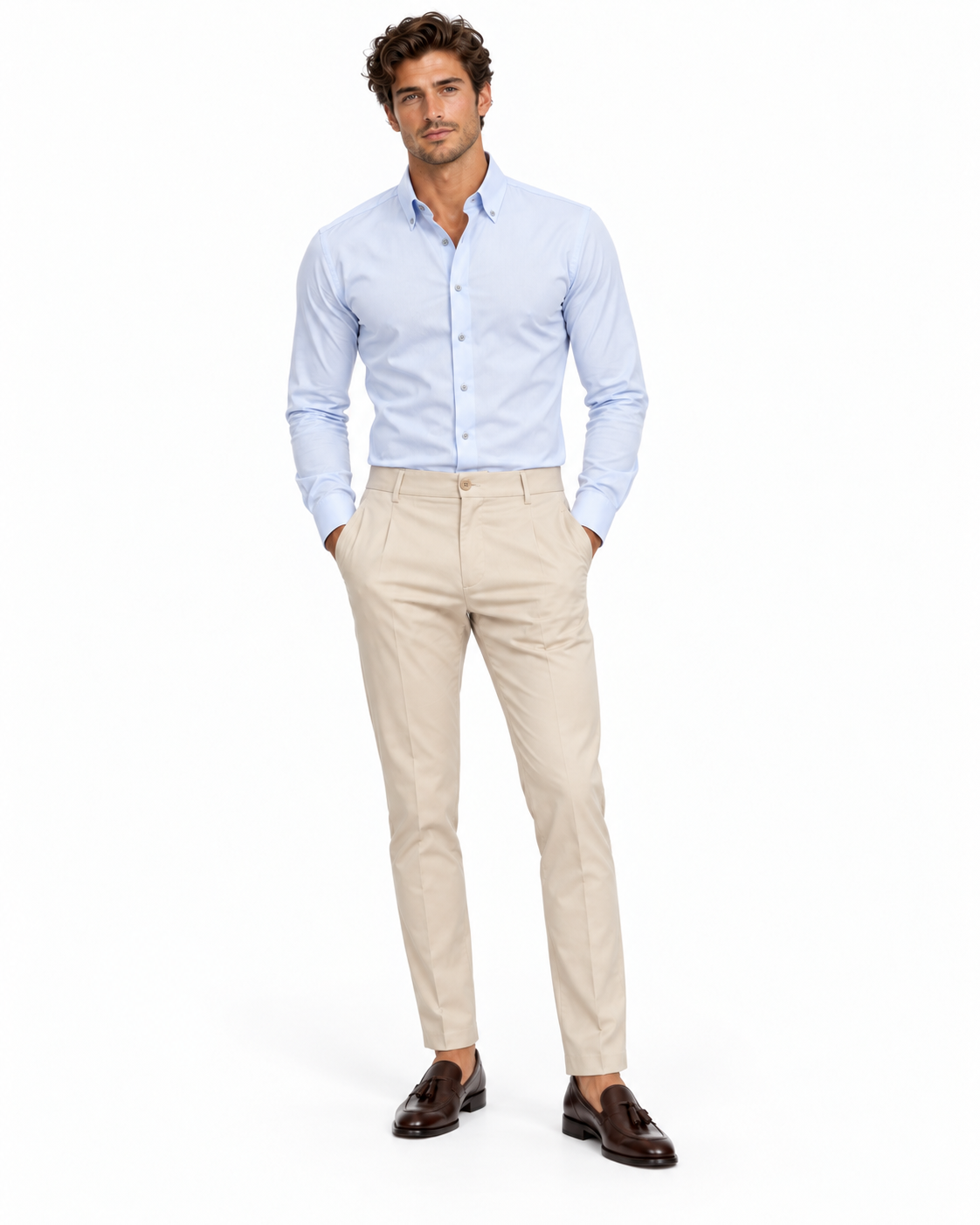 Giotelli Slim-Fit Hemd mit Button-down-Kragen – Blue