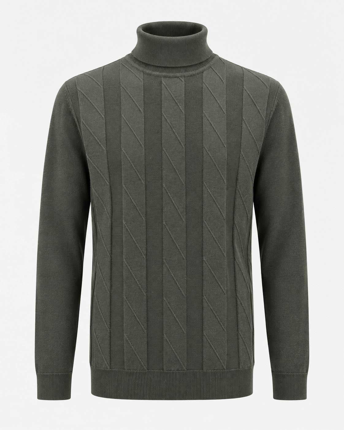 Giotelli Gemusterter Rollkragenpullover – Khaki