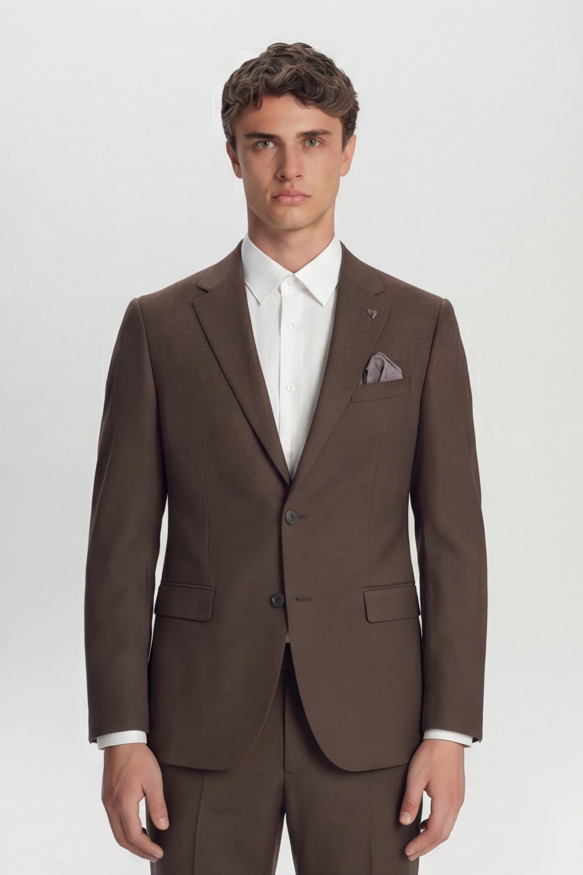 GENOVA – Klassischer Anzug mit Stretch – Brown