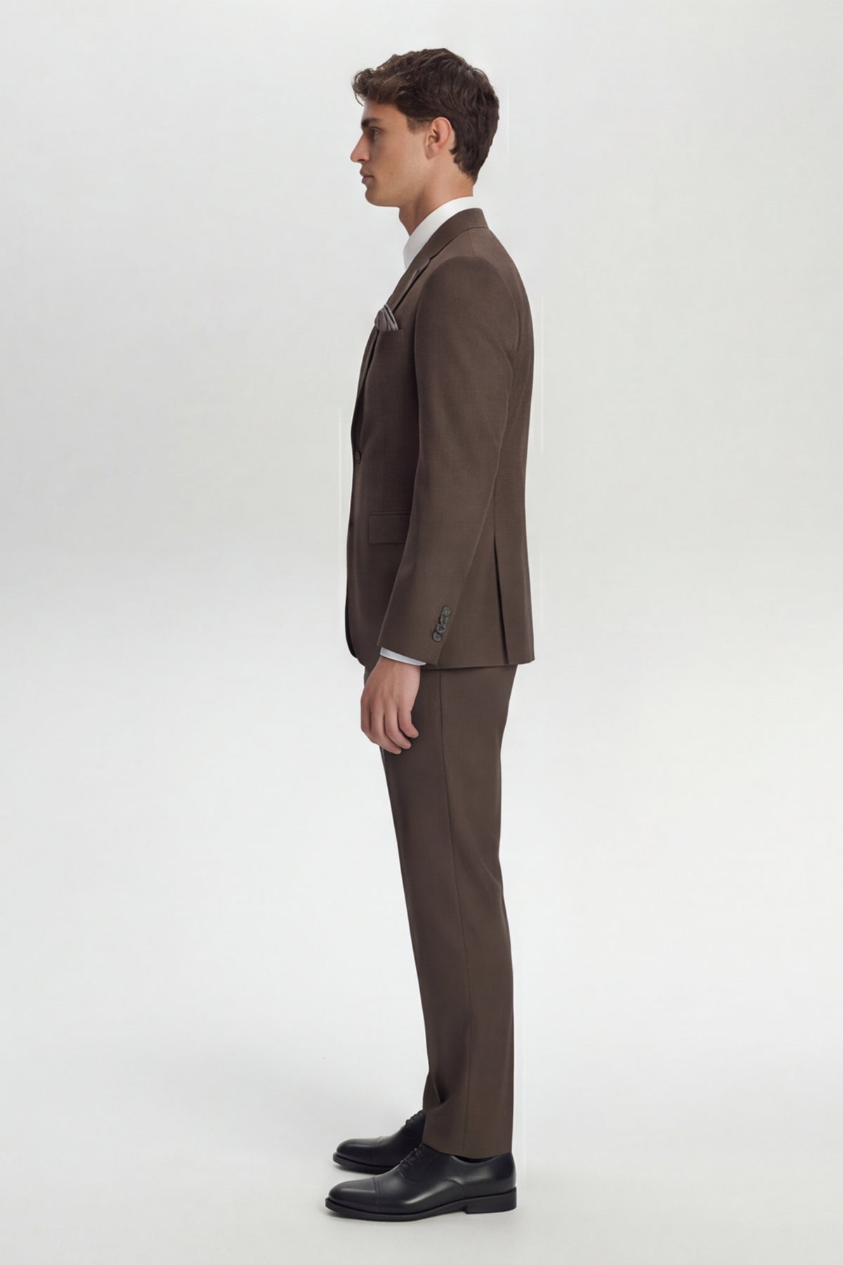 GENOVA – Klassischer Anzug mit Stretch – Brown