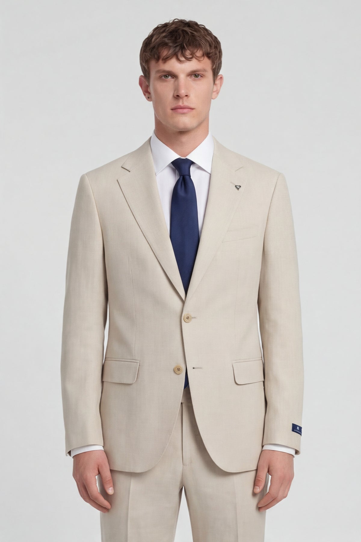 BOLOGNA – Woll-Stretch-Anzug – Light Beige
