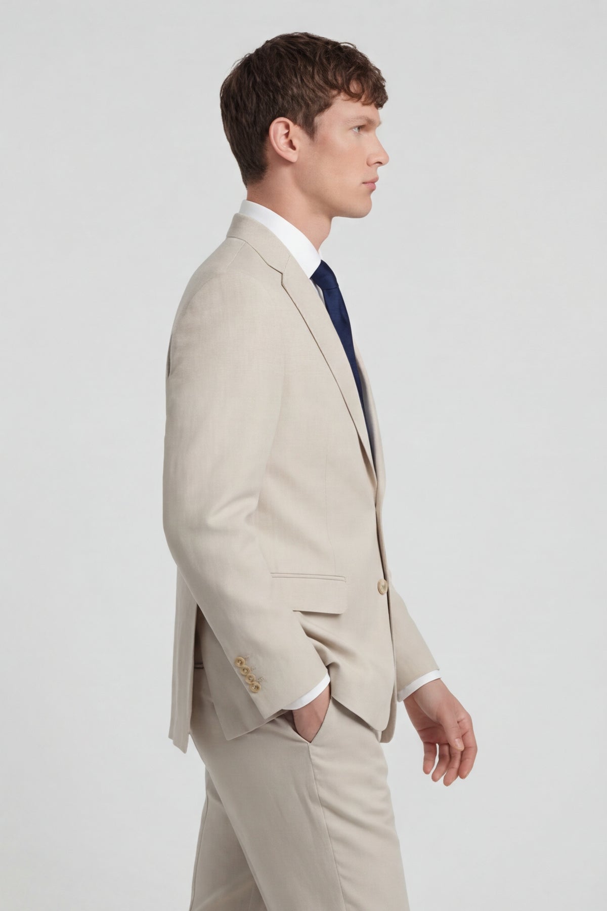BOLOGNA – Woll-Stretch-Anzug – Light Beige