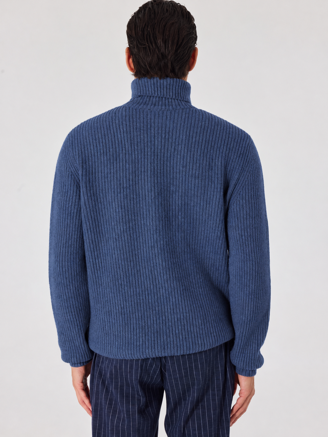 Giotelli Rollkragenpullover in Patentstrick – Marineblau