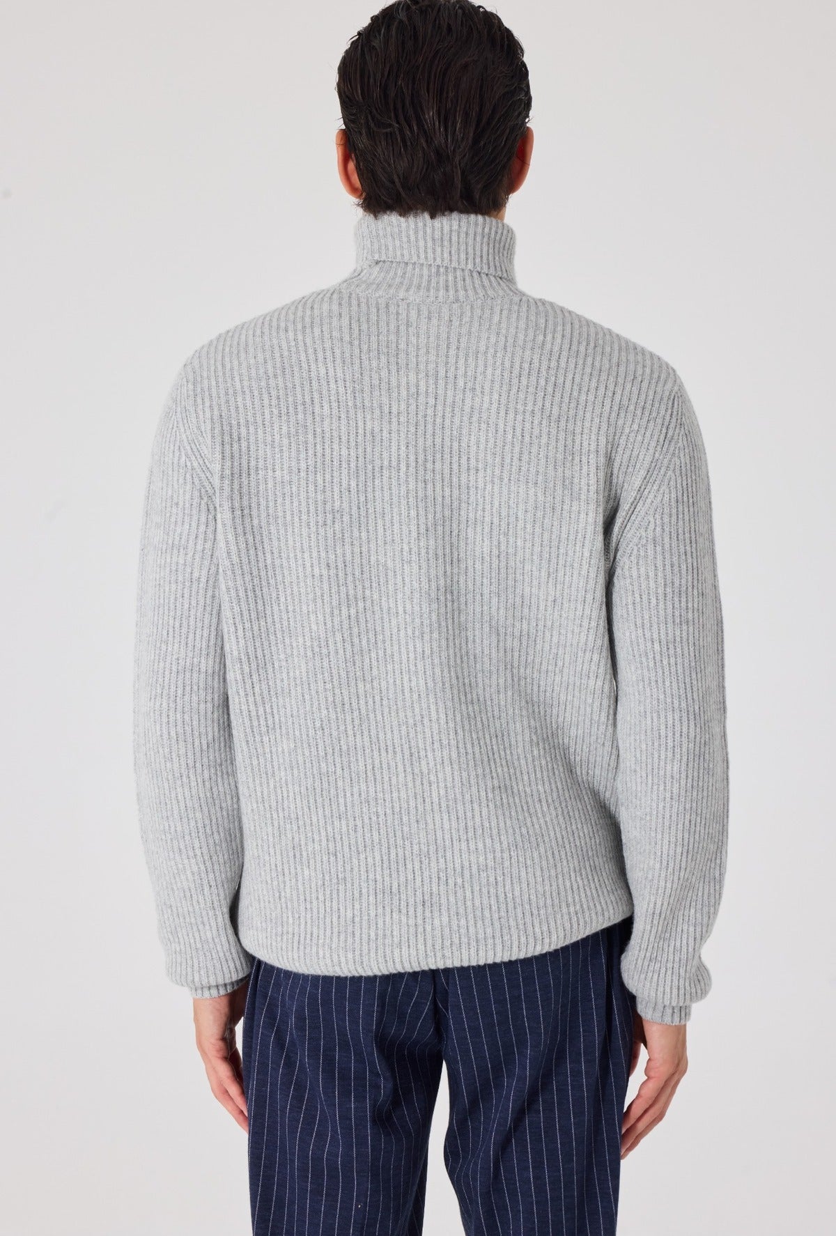 Giotelli Rollkragenpullover in Patentstrick – Marineblau