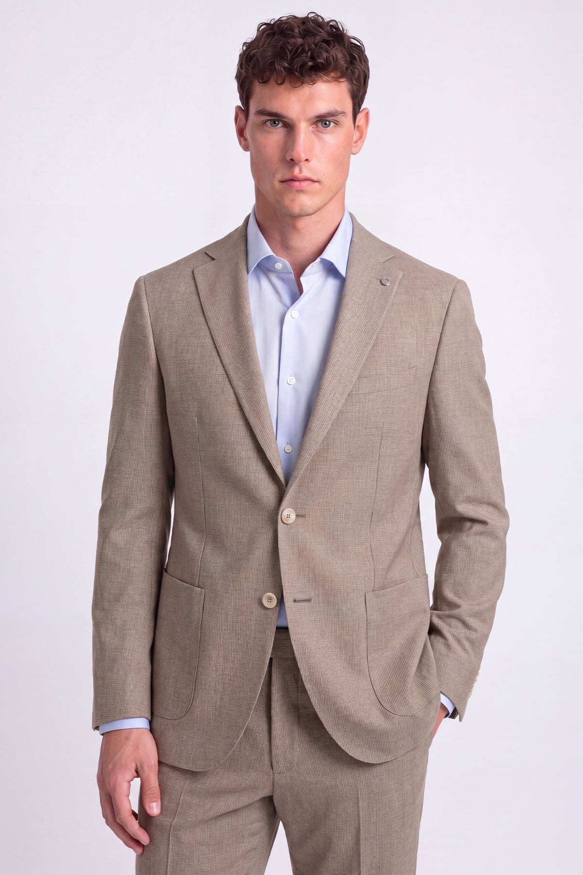 PALERMO – Leinen-Mix Anzug – Beige