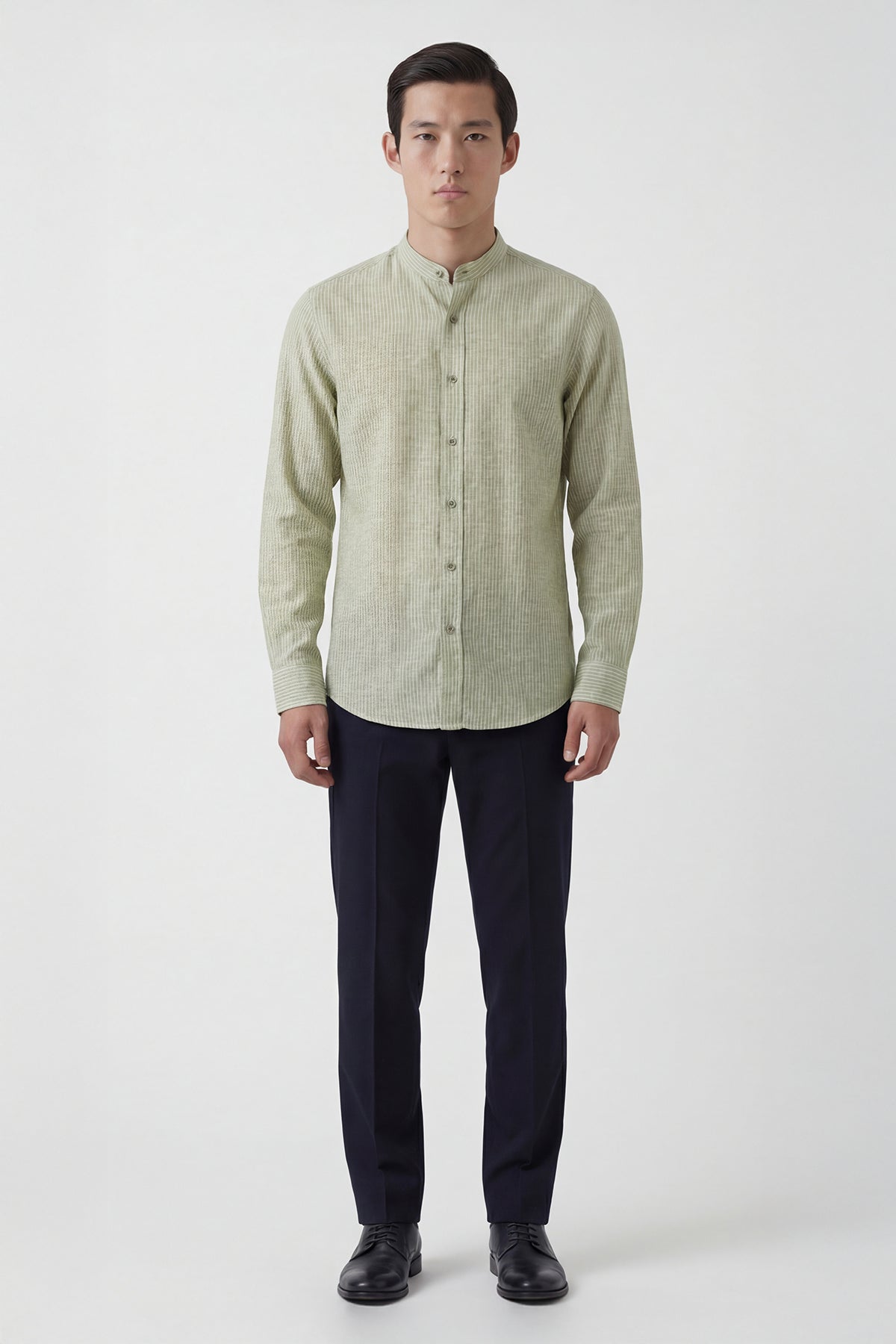 ARNO – Mandarin-Collar Shirt – Green