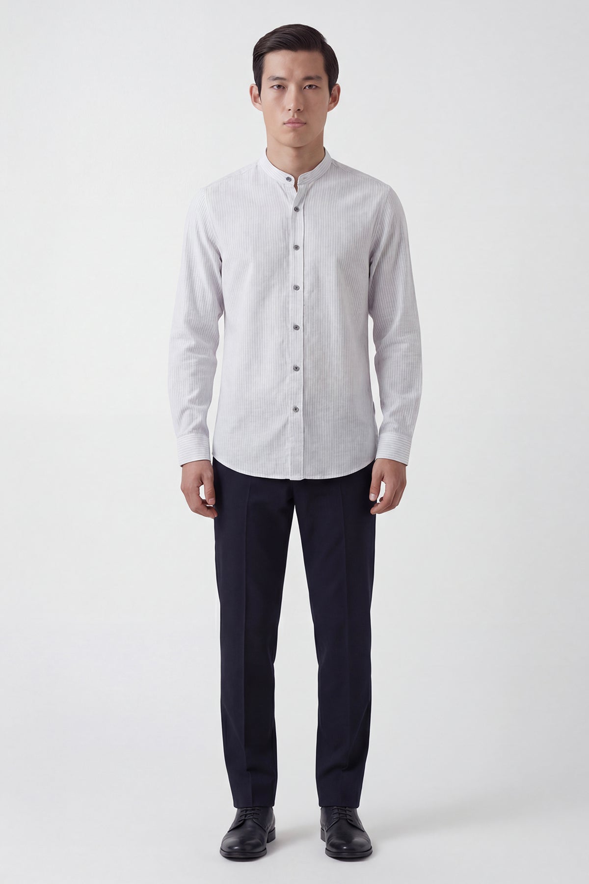 ARNO – Mandarin-Collar Shirt – Gray