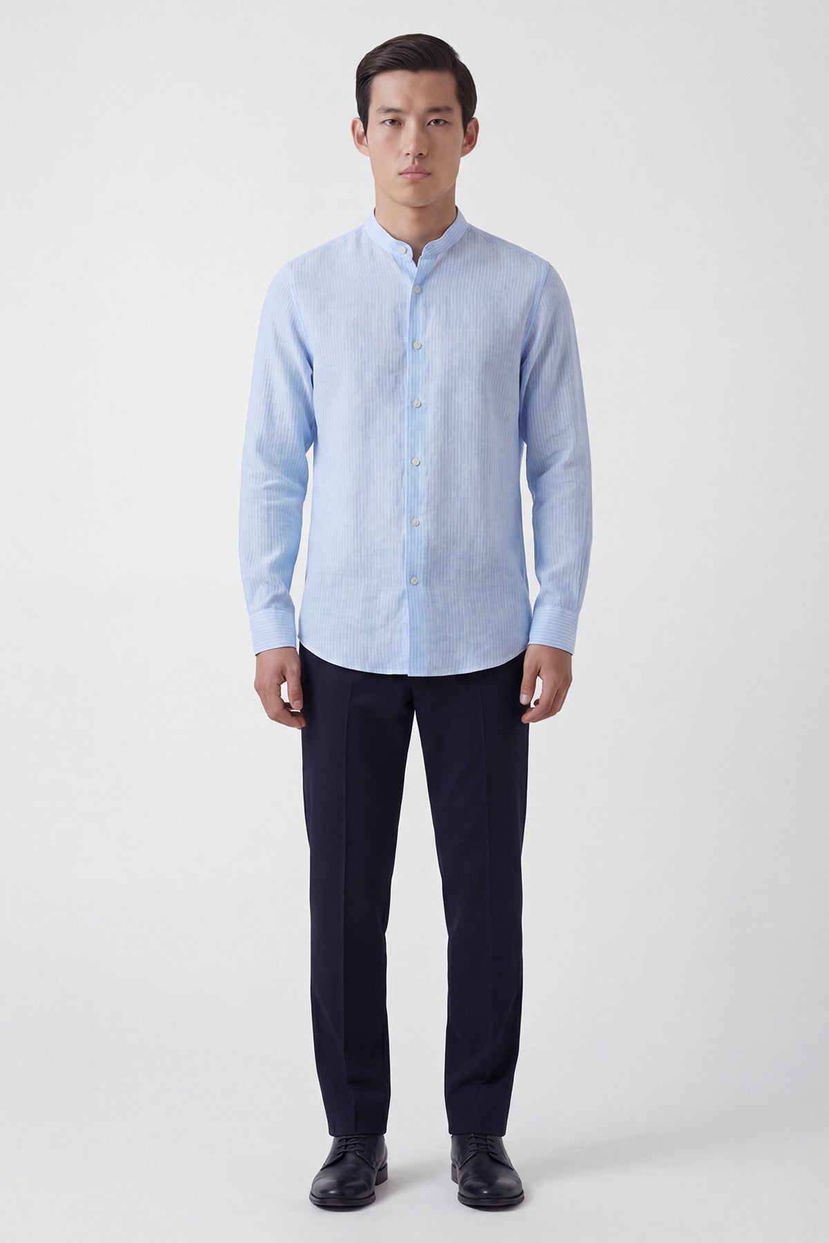 ARNO – Mandarin-Collar Shirt – Light Blue
