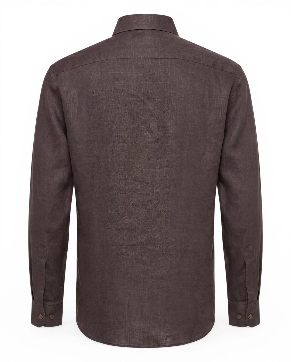 PAOLO – Leinenhemd mit Kentkragen – Brown