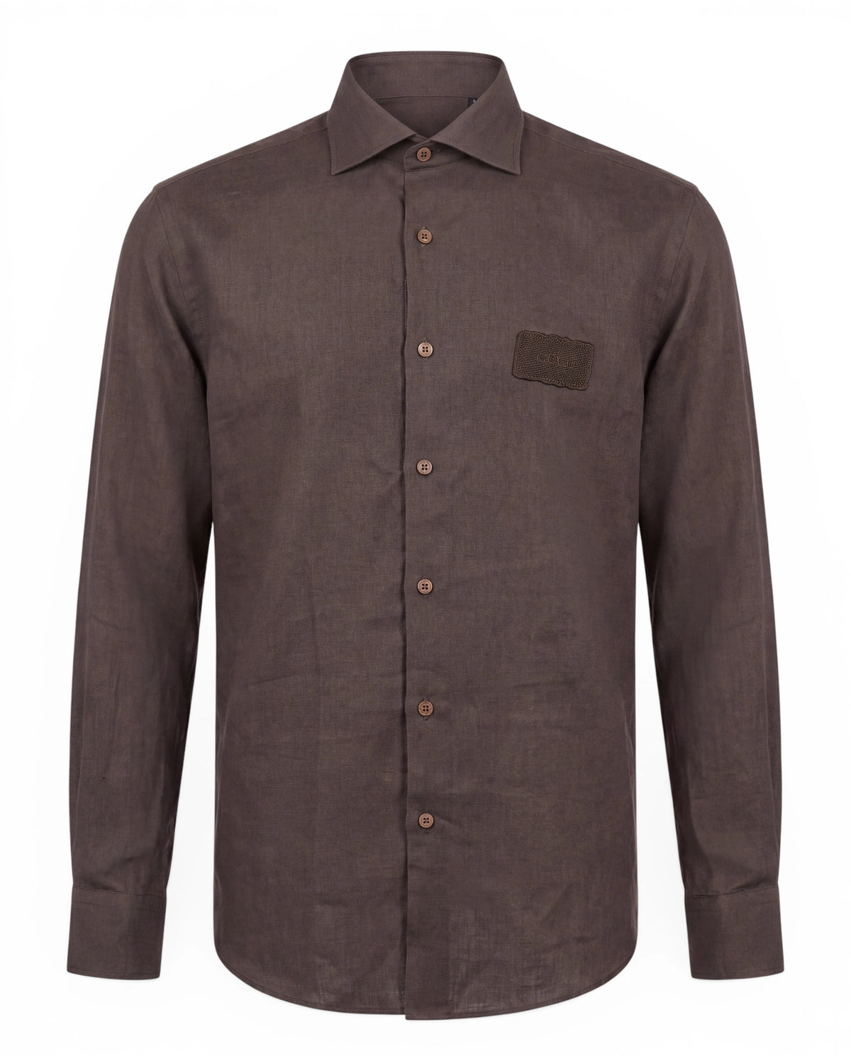 PAOLO – Leinenhemd mit Kentkragen – Brown