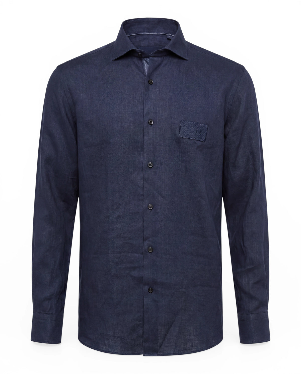 PAOLO – Leinenhemd mit Kentkragen – Navy