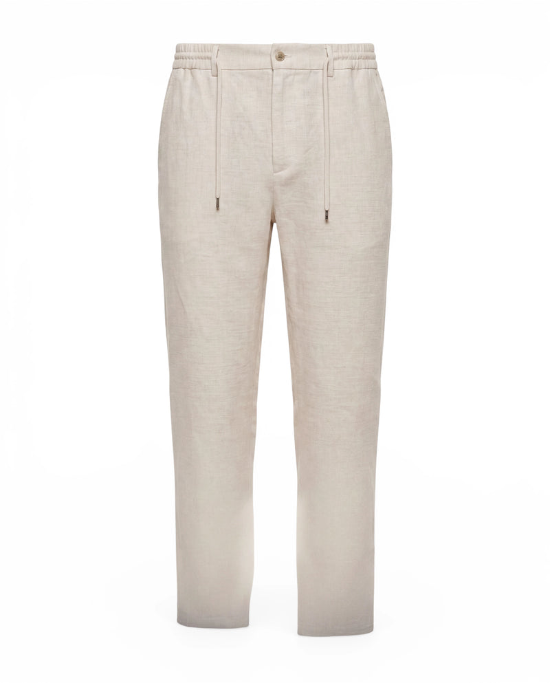 Regular Fit Leinenhose mit Elastikbund