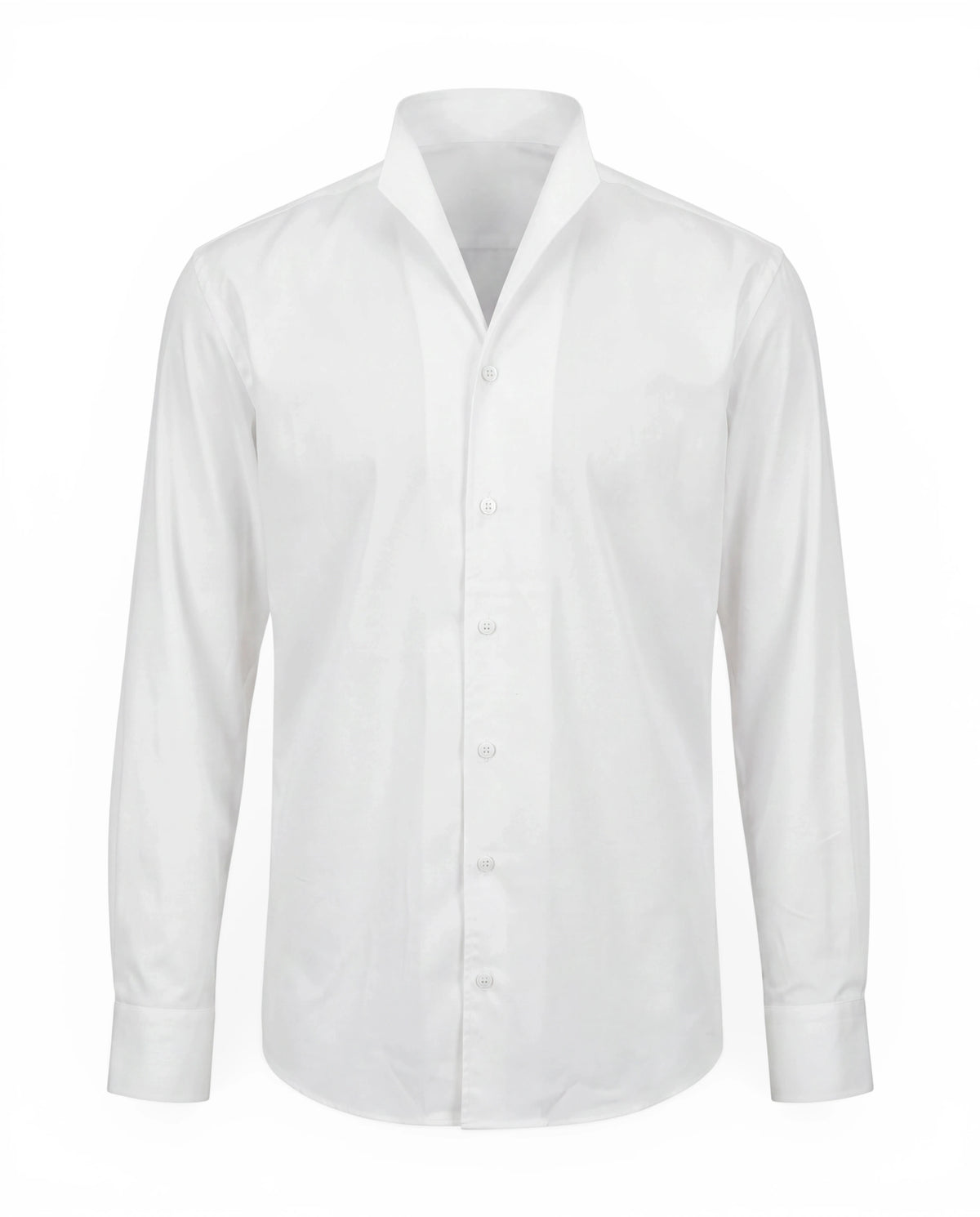REMO – Stretch Mandarin-Collar Shirt – White